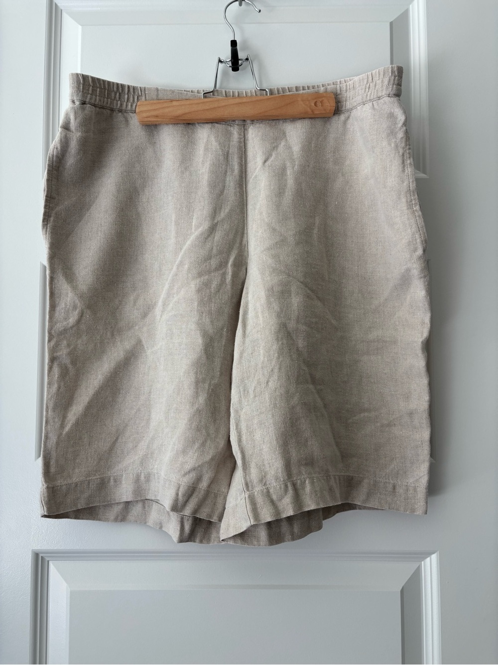 J. Jill Love Linen Beige Pull-On Shorts Size M 100% Linen